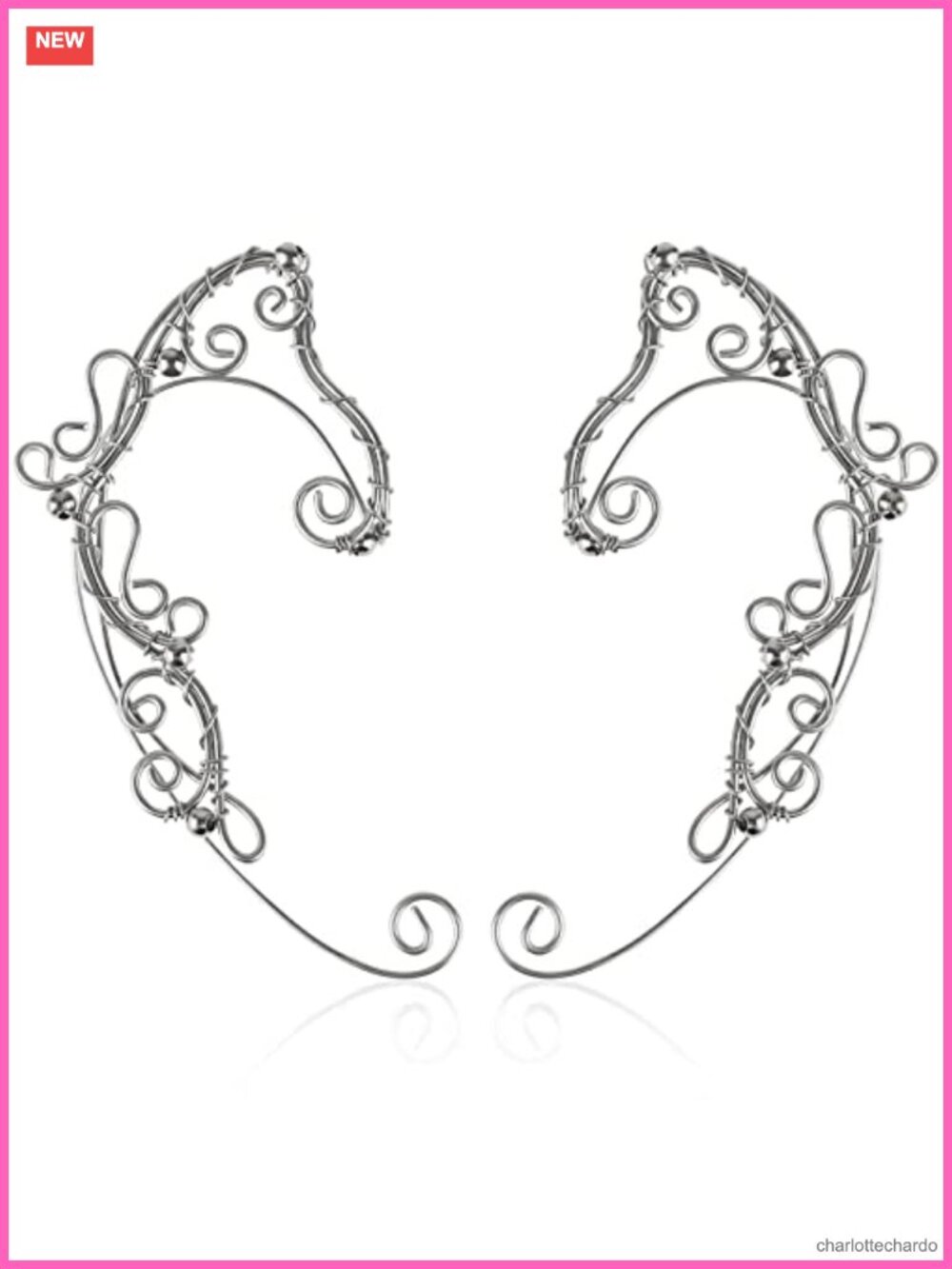 Handmade Elf Ear Cuffs Aluminum Pearl Clip-On Earrings Fairy Cosplay Wedding